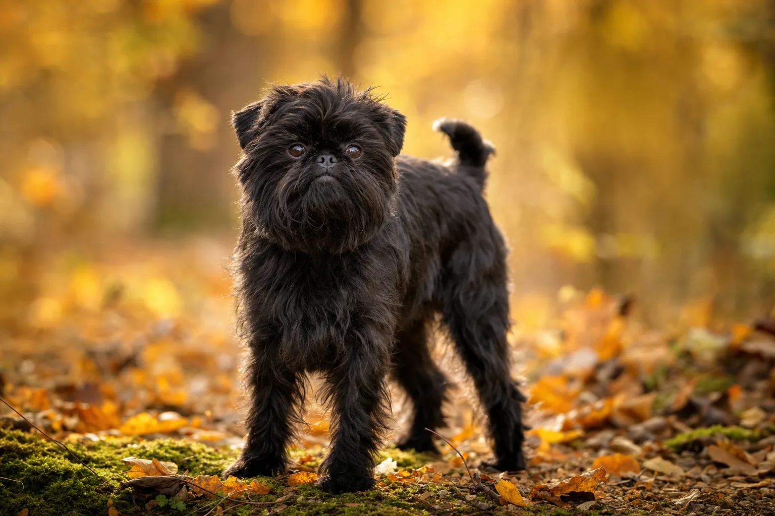 Affenpinscher (robe noir) adulte en extérieur