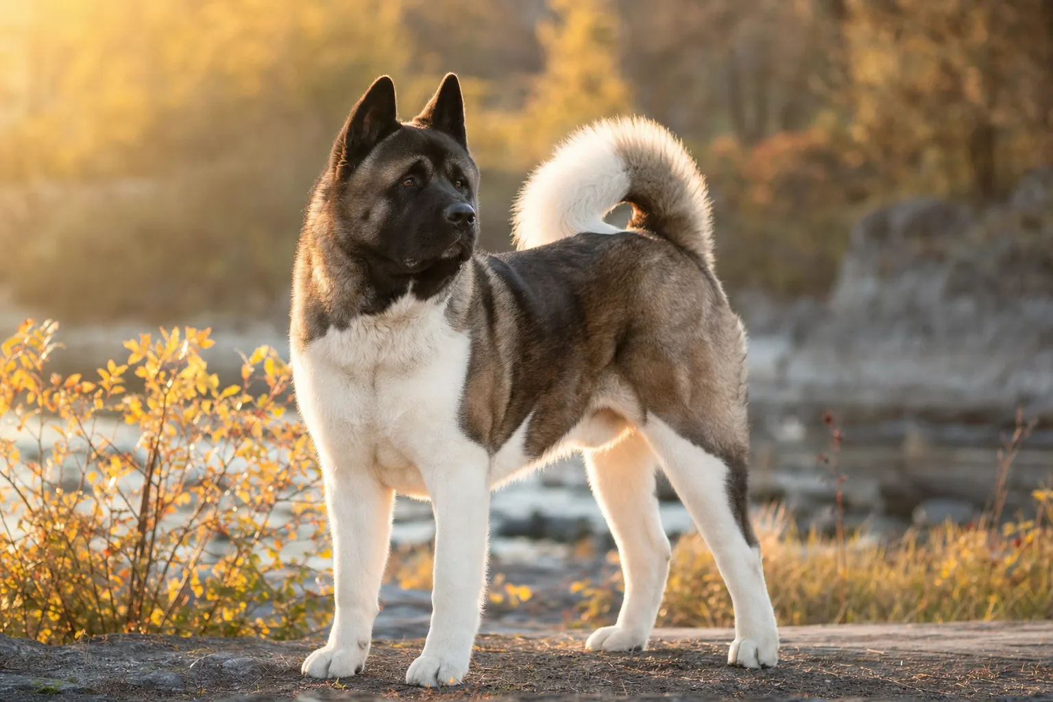Akita Américain (robe toutes les couleurs admises) adulte en extérieur