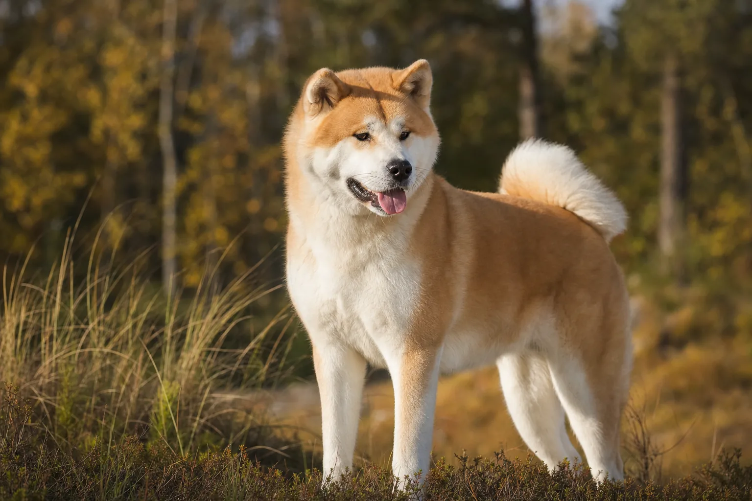 Akita Inu (robe rouge-fauve) adulte en extérieur