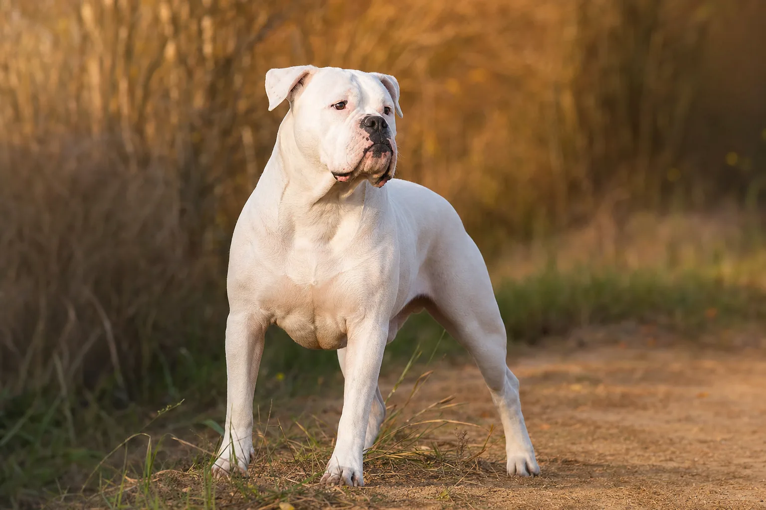American Bulldog (robe blanc) adulte en extérieur