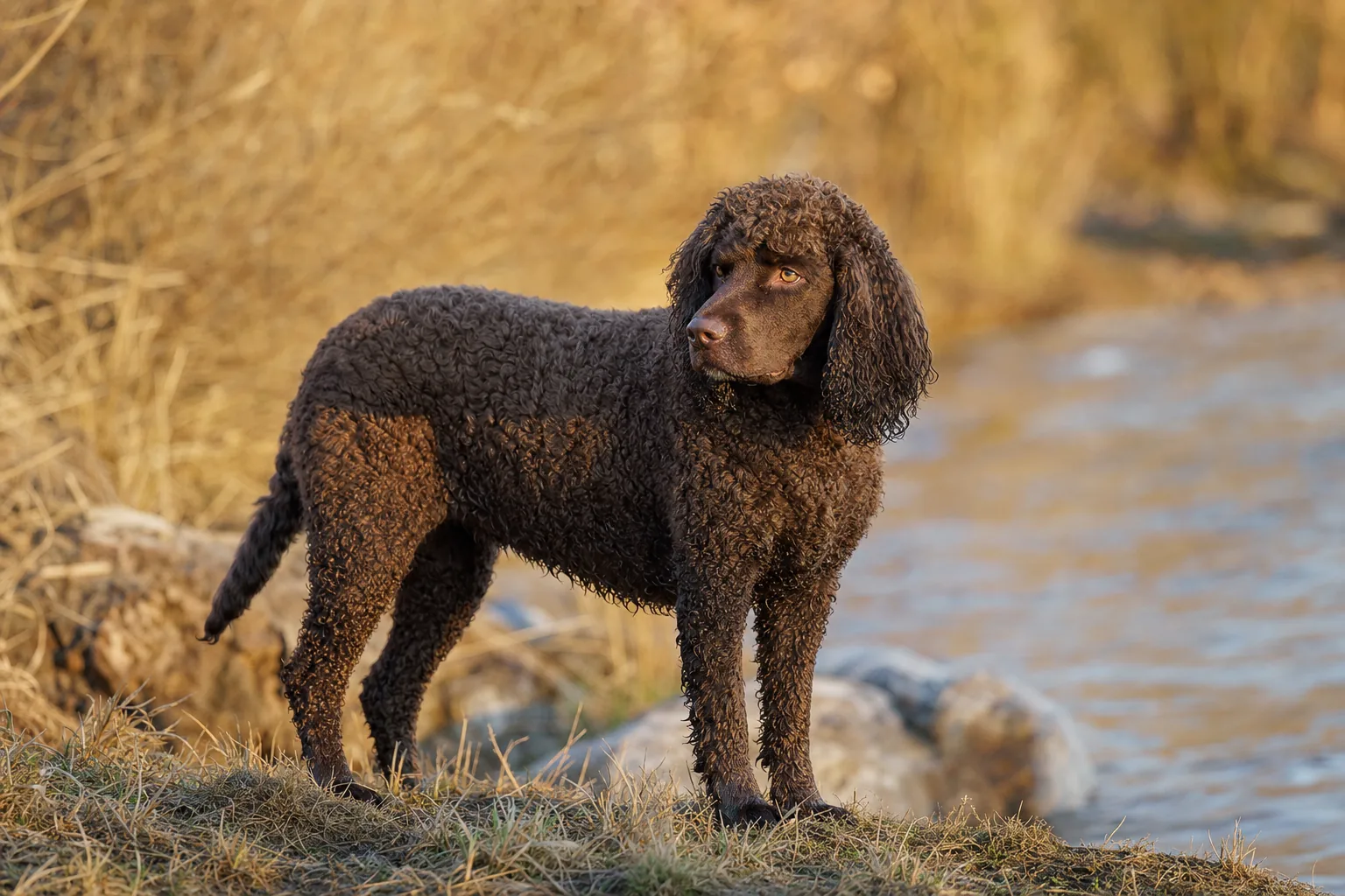 American Water Spaniel (robe foie) adulte en extérieur