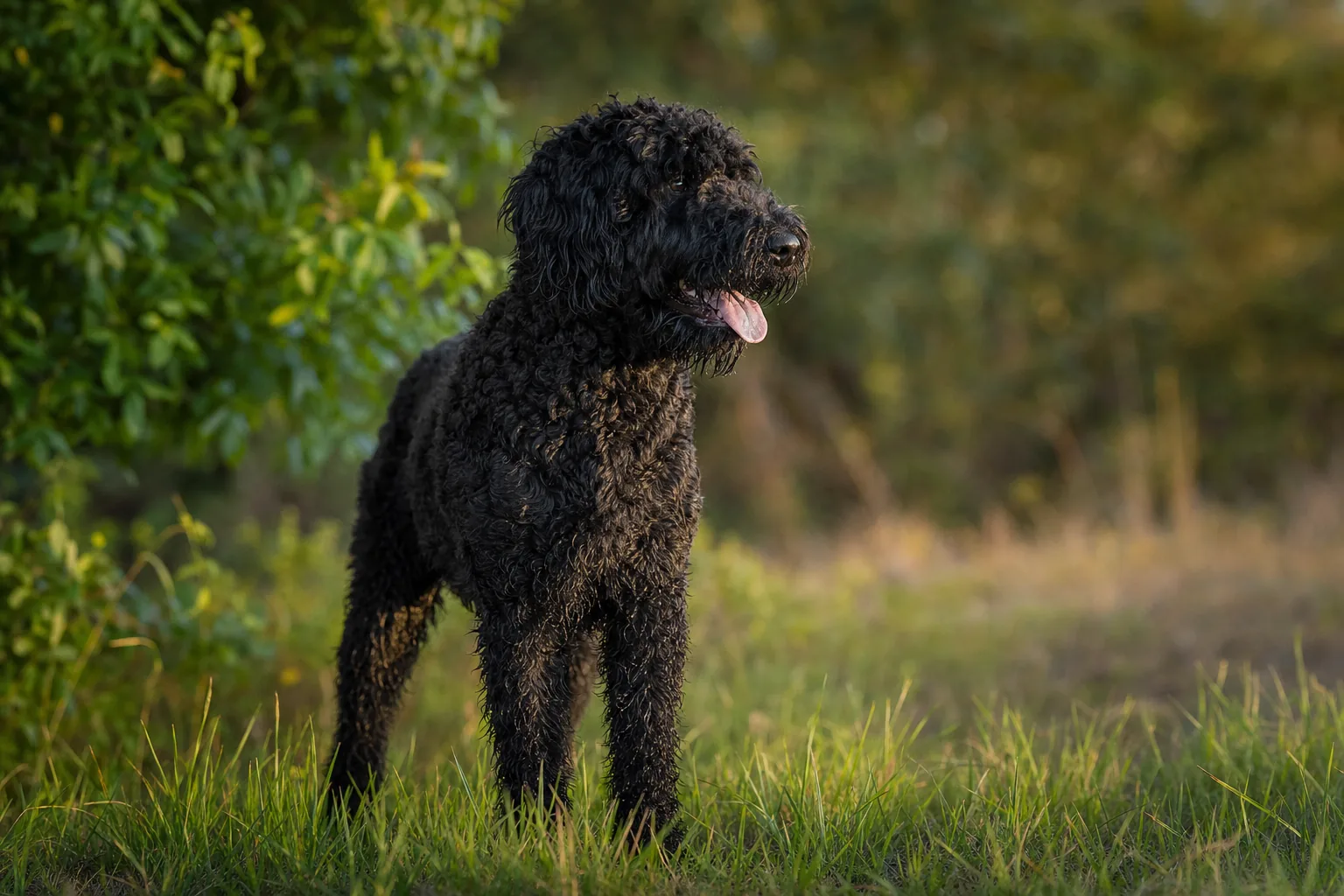 Barbet (robe noir) adulte en extérieur