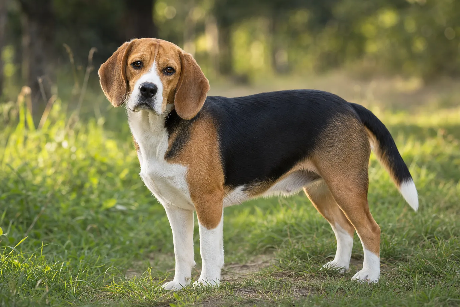 Beaglier (robe tricolore) adulte en extérieur