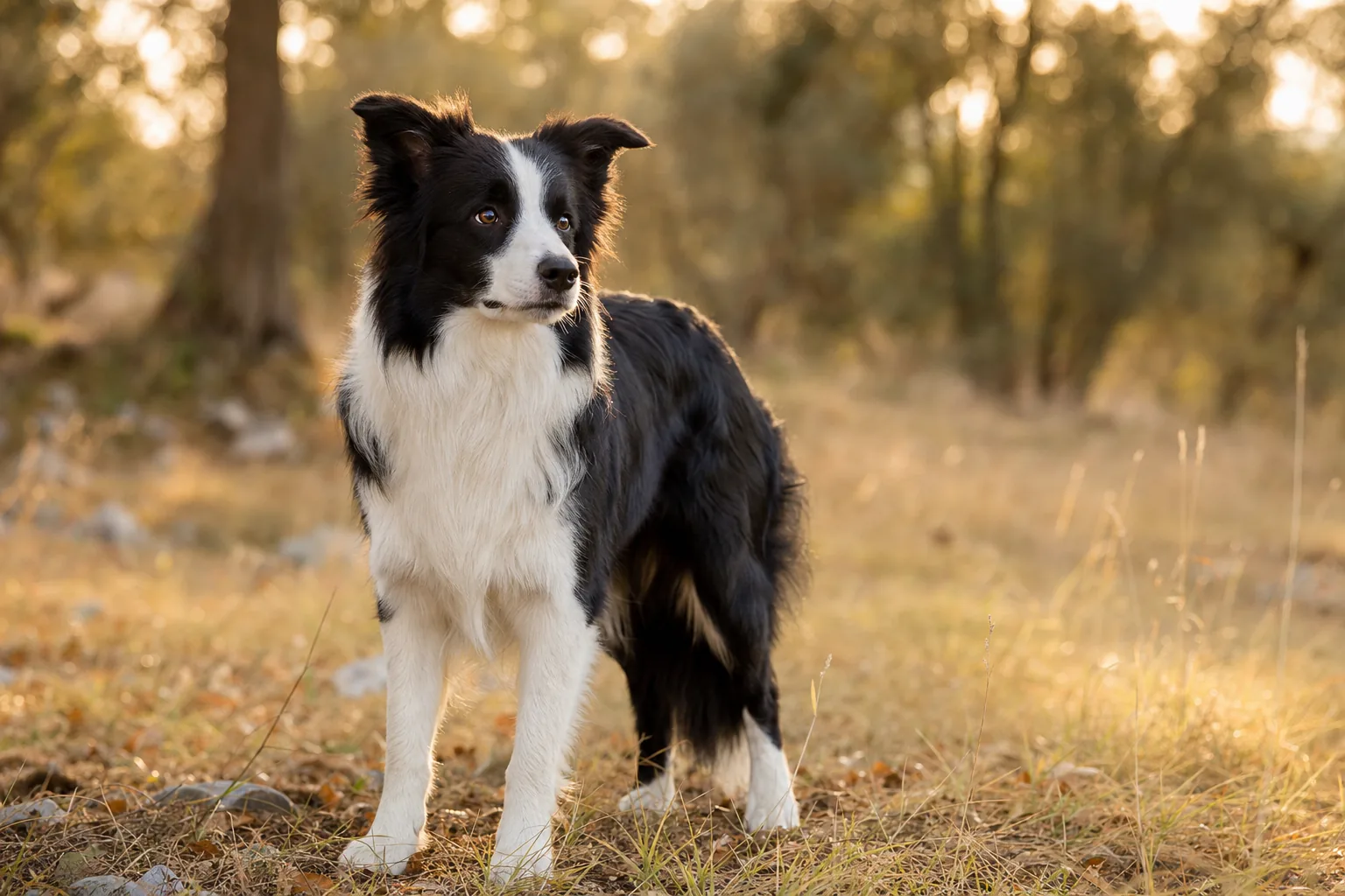Border collie (robe noir et blanc) adulte en extérieur