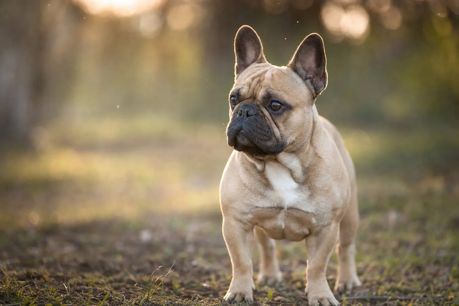 Bouledogue français (robe fauve) adulte en extérieur