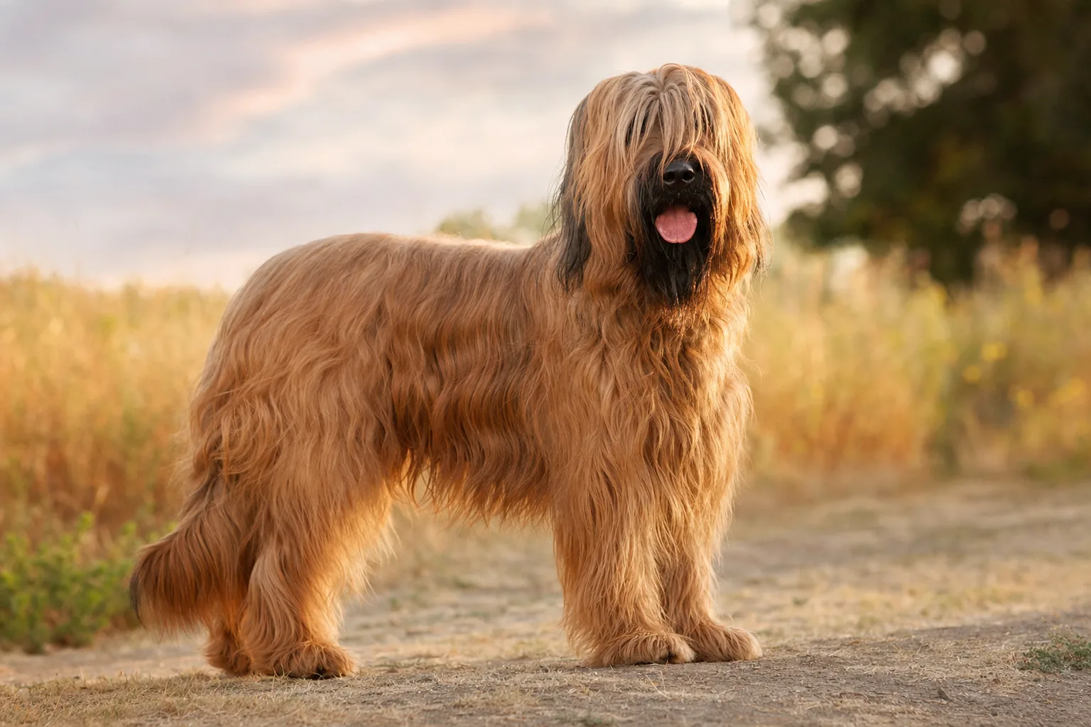 Briard (robe fauve (toutes nuances)) adulte en extérieur