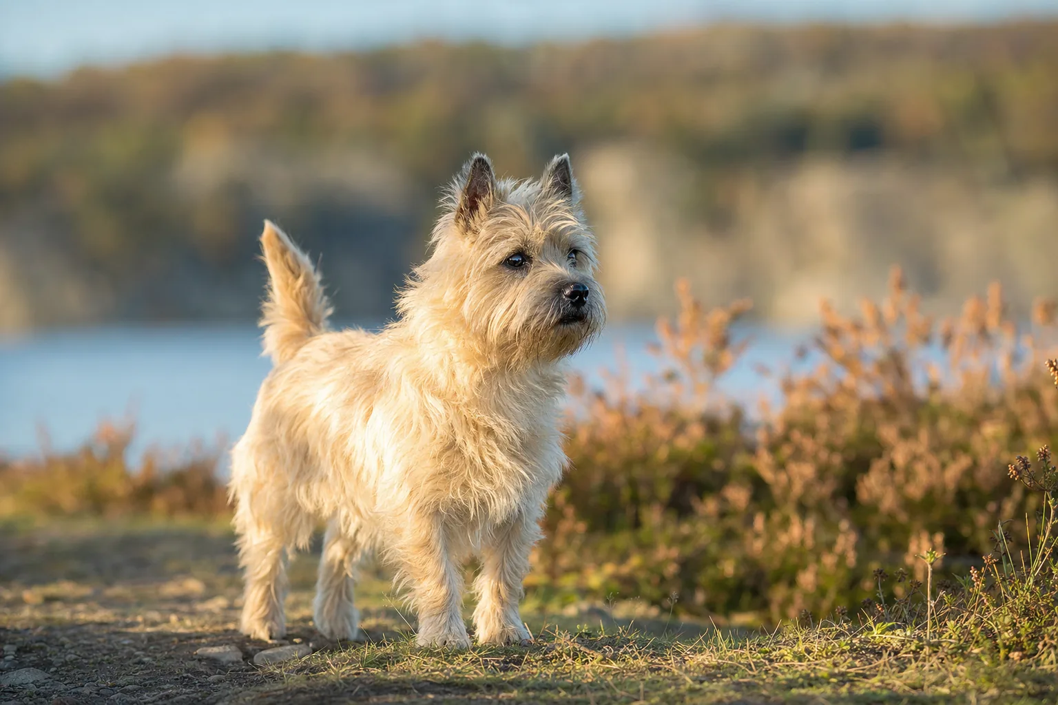 Cairn Terrier (robe crème) adulte en extérieur