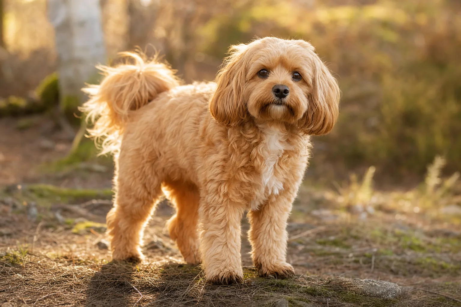 Cavapom (robe fauve) adulte en extérieur