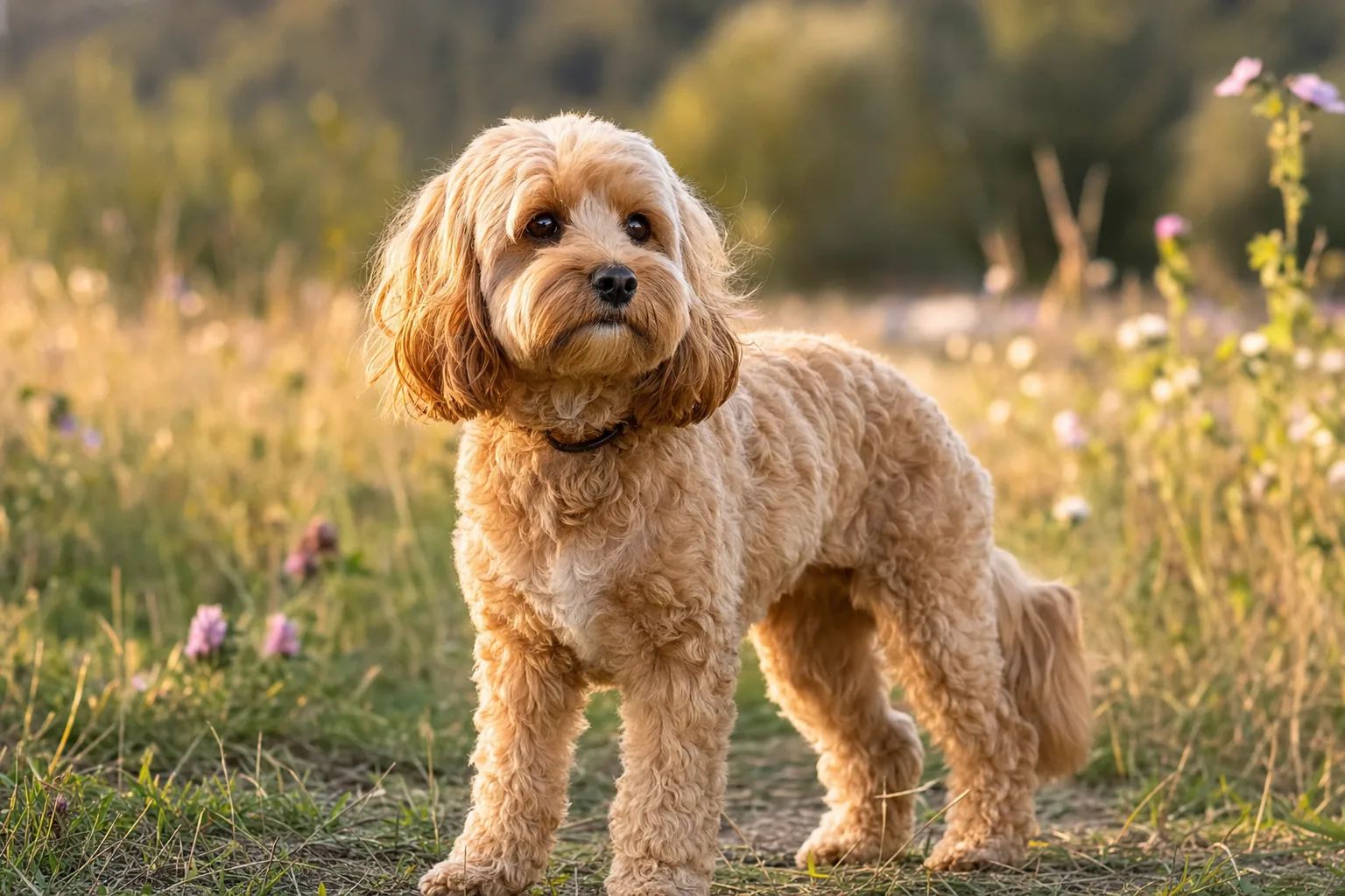 Cavapoo (robe fauve) adulte en extérieur
