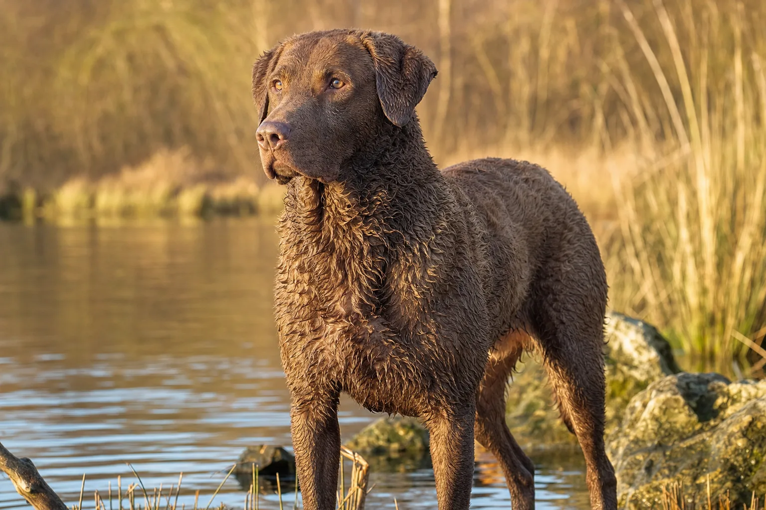 Chesapeake Bay Retriever (robe brun (toutes nuances)) adulte en extérieur