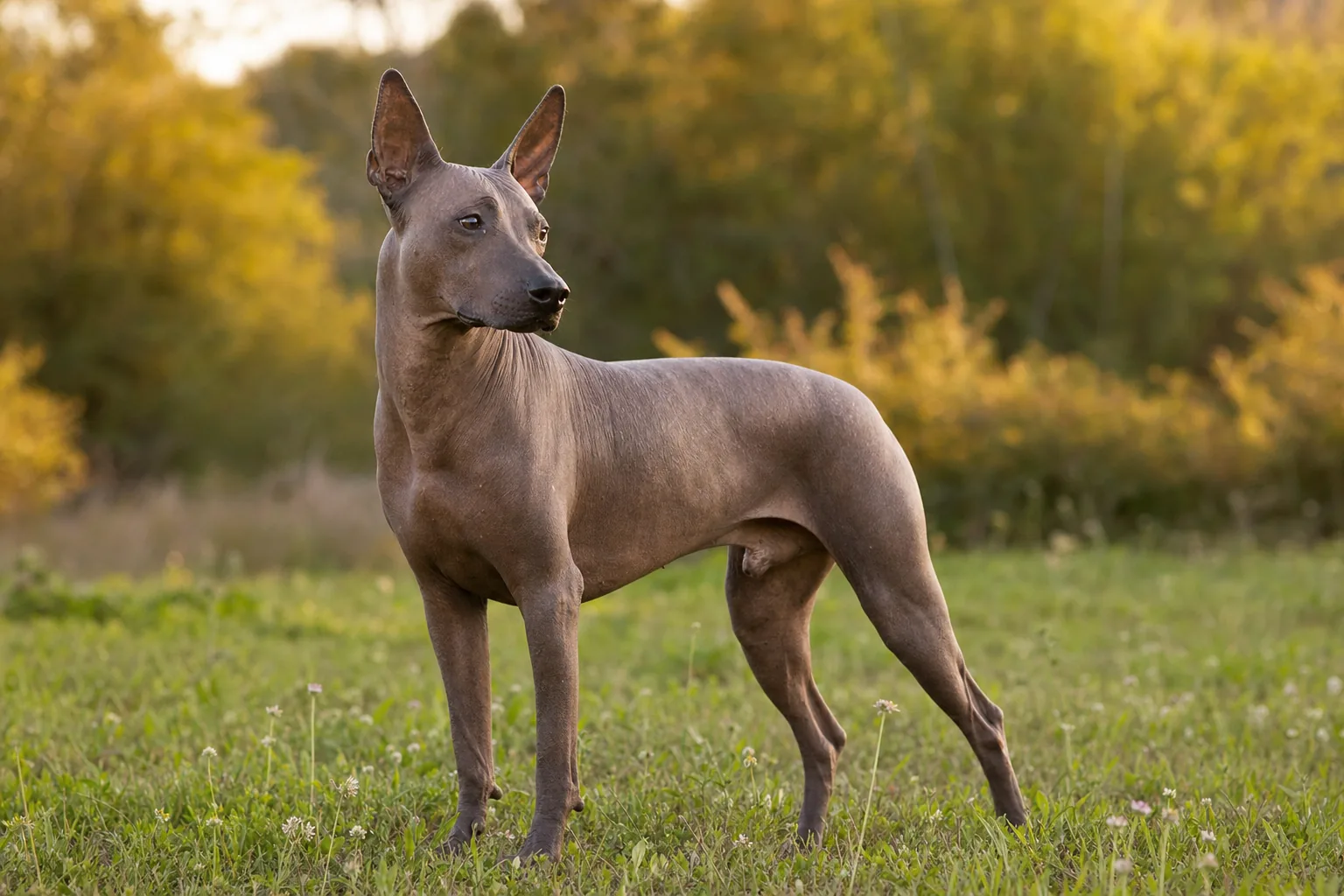 Chien Nu du Pérou (robe toutes les couleurs de peau admises, de l'ardoise au brun et au rose) adulte en extérieur