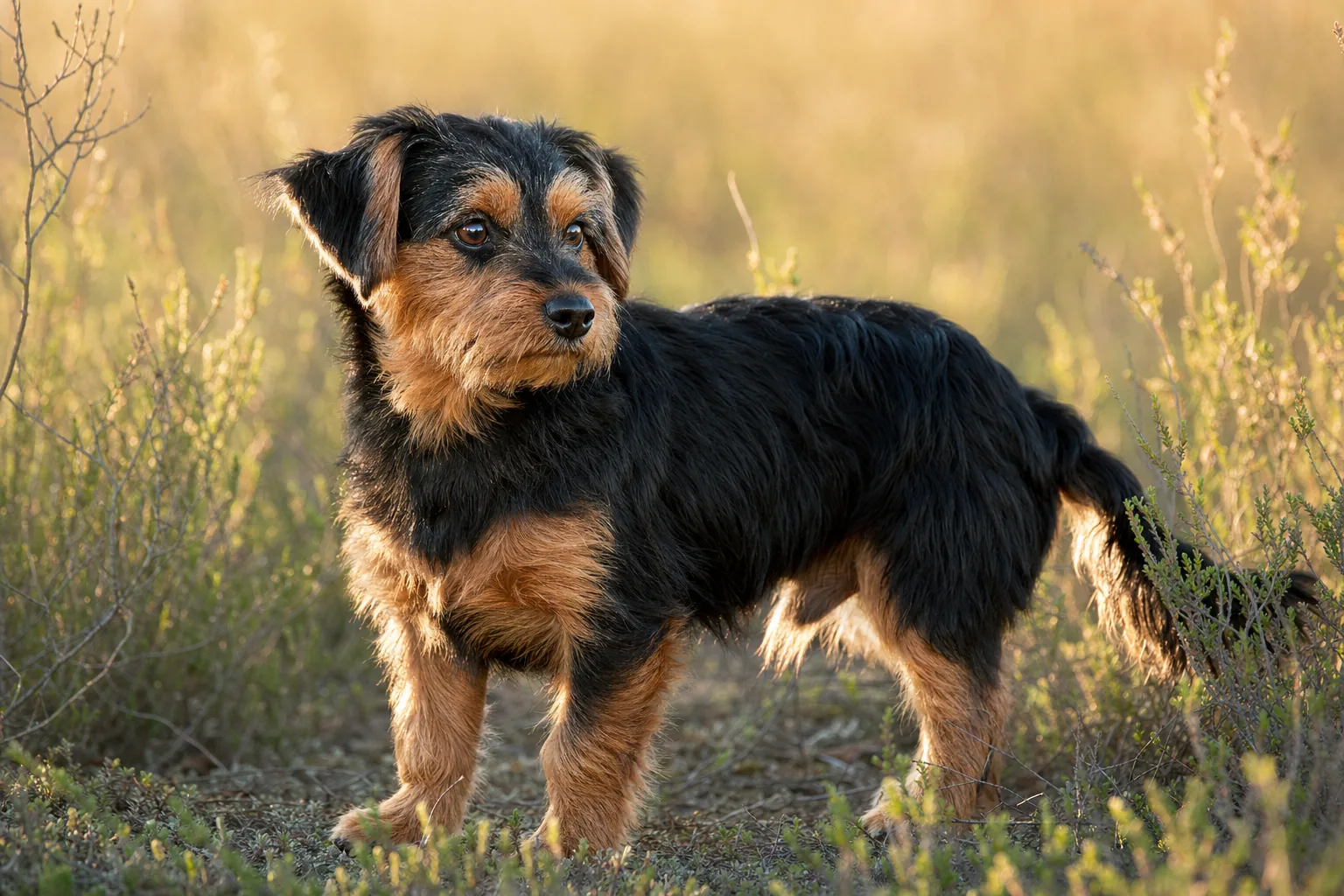 Chorkie (robe noir et feu) adulte en extérieur