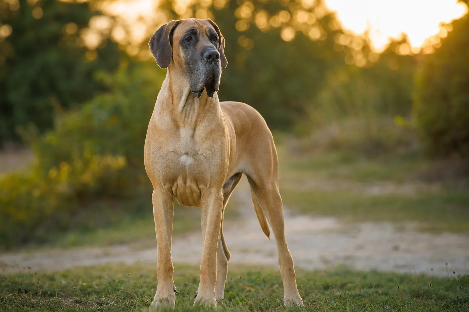 Dogue Allemand (robe fauve) adulte en extérieur