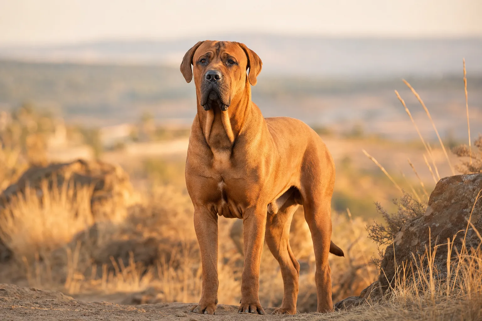 Dosa Mastiff (robe rouge acajou) adulte en extérieur