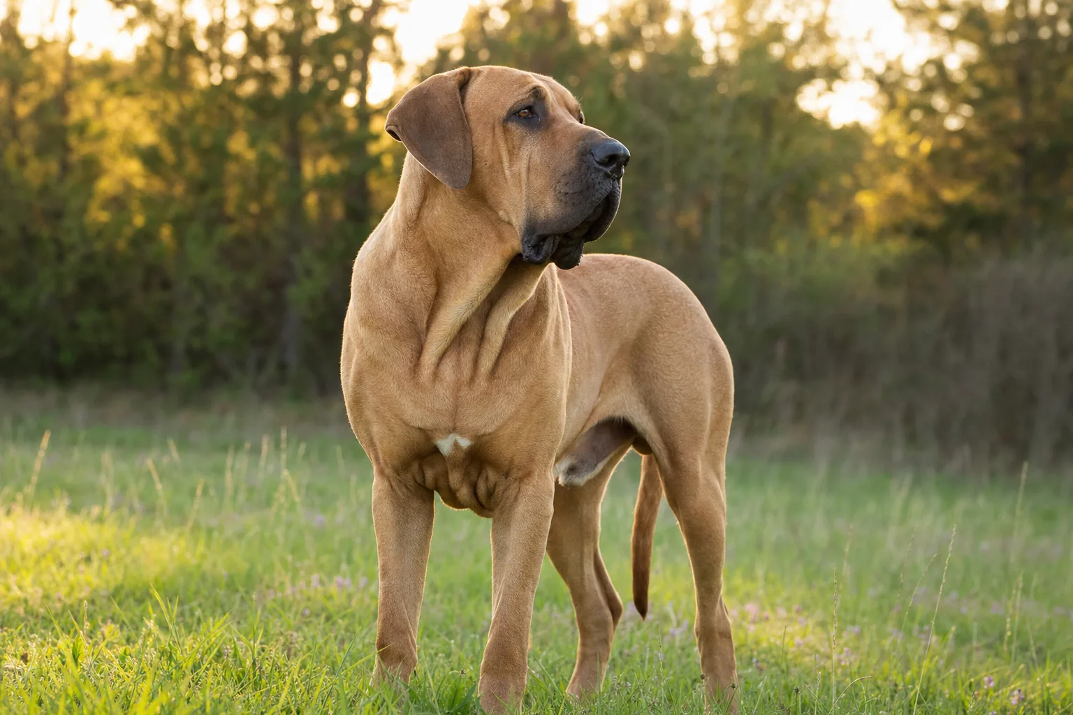 Fila Brasileiro (robe fauve) adulte en extérieur