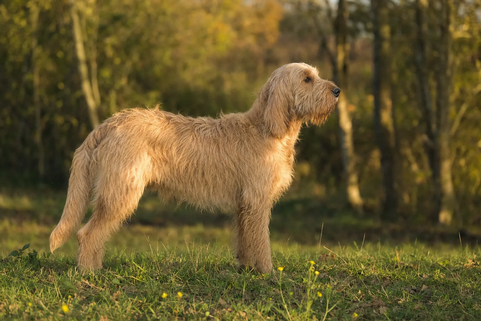Grand Griffon Vendéen (robe fauve) adulte en extérieur