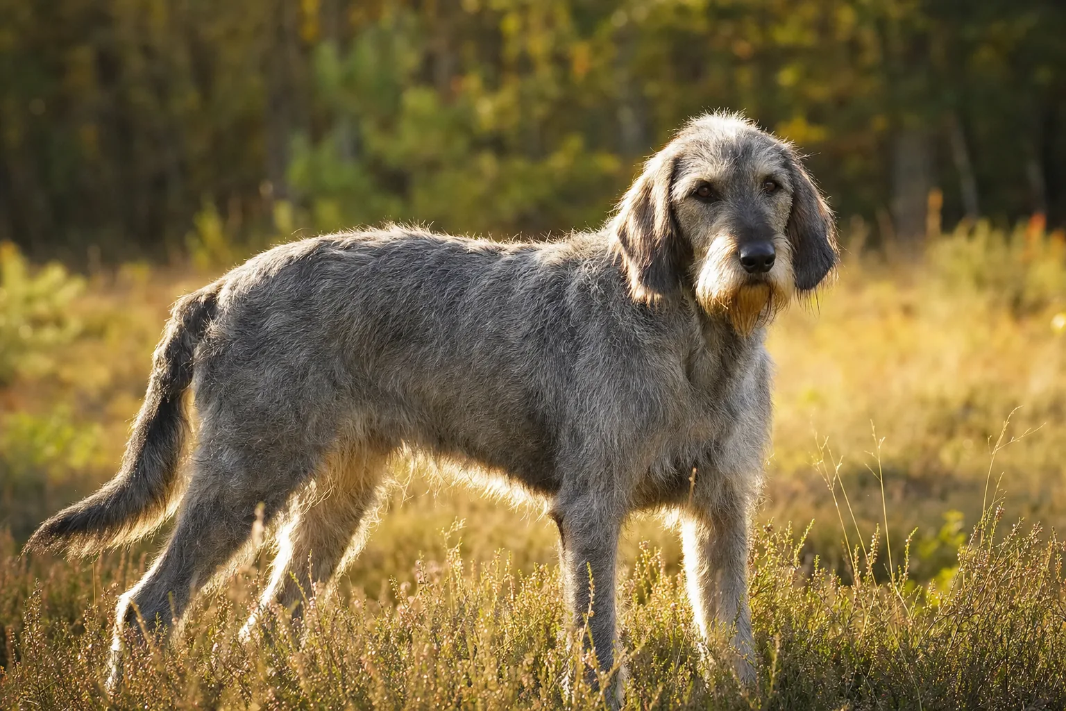 Griffon Nivernais (robe gris-bleu ou gris-loup) adulte en extérieur
