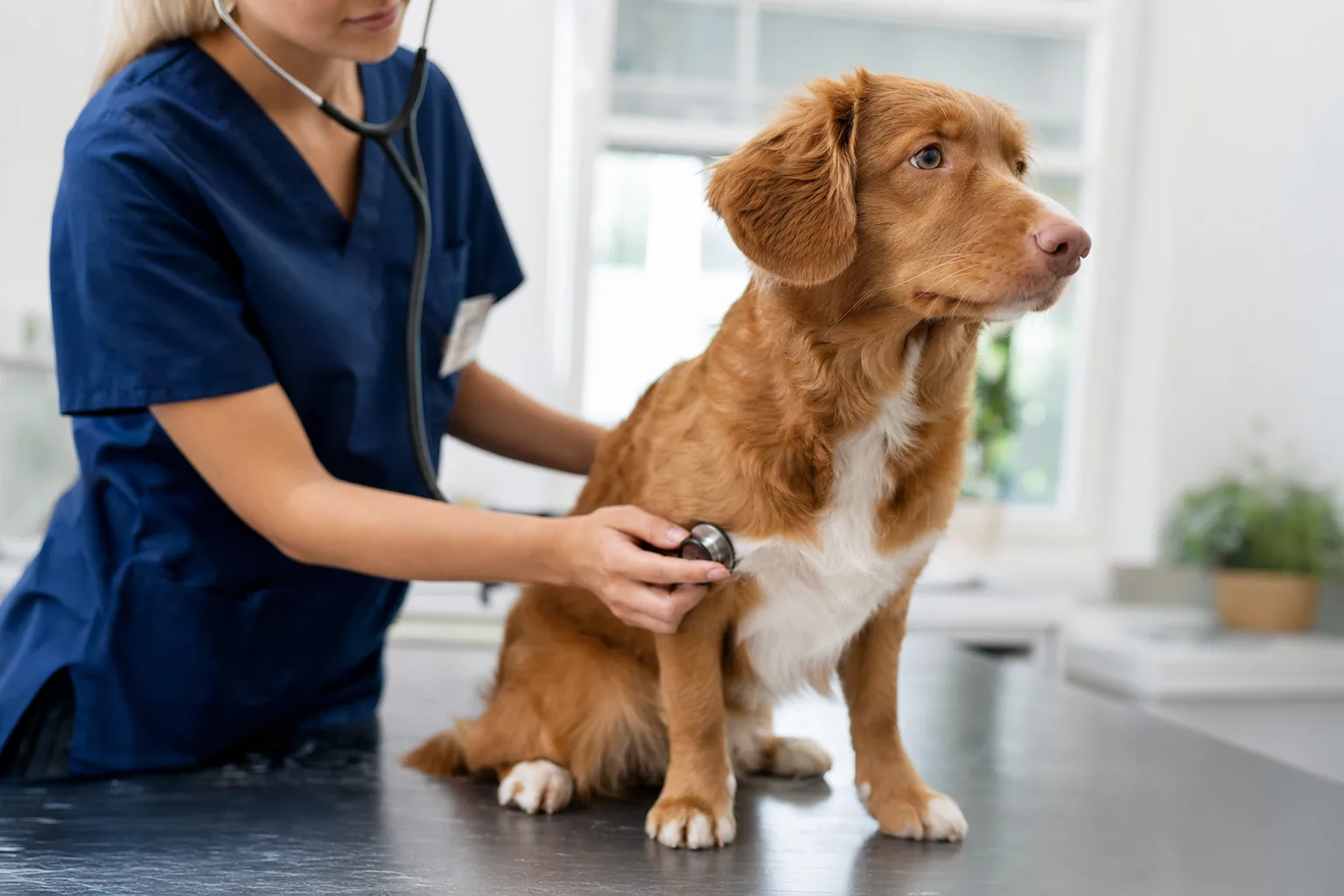 Chien en consultation vétérinaire de routine