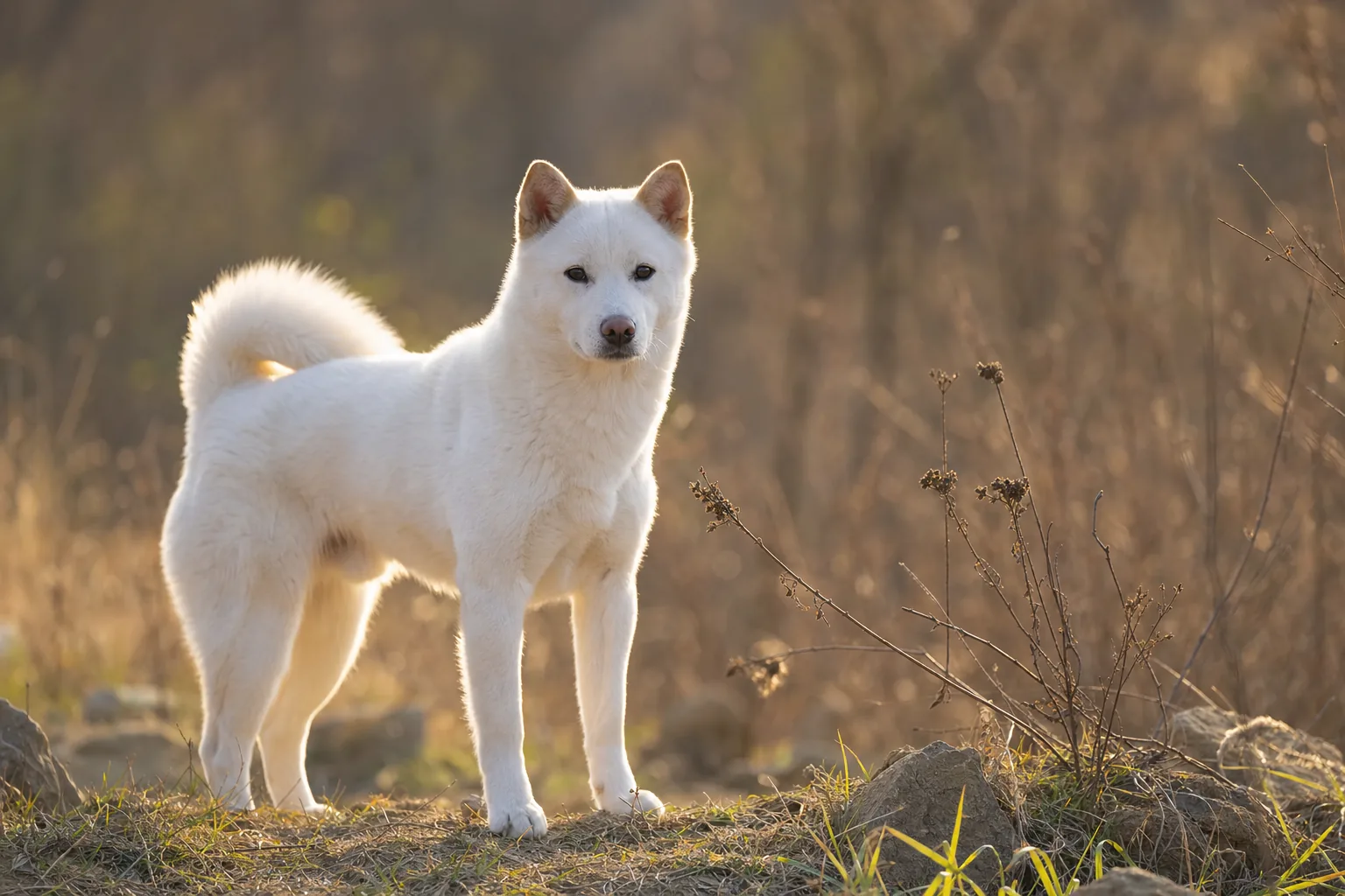 Jindo Coréen (robe blanc) adulte en extérieur