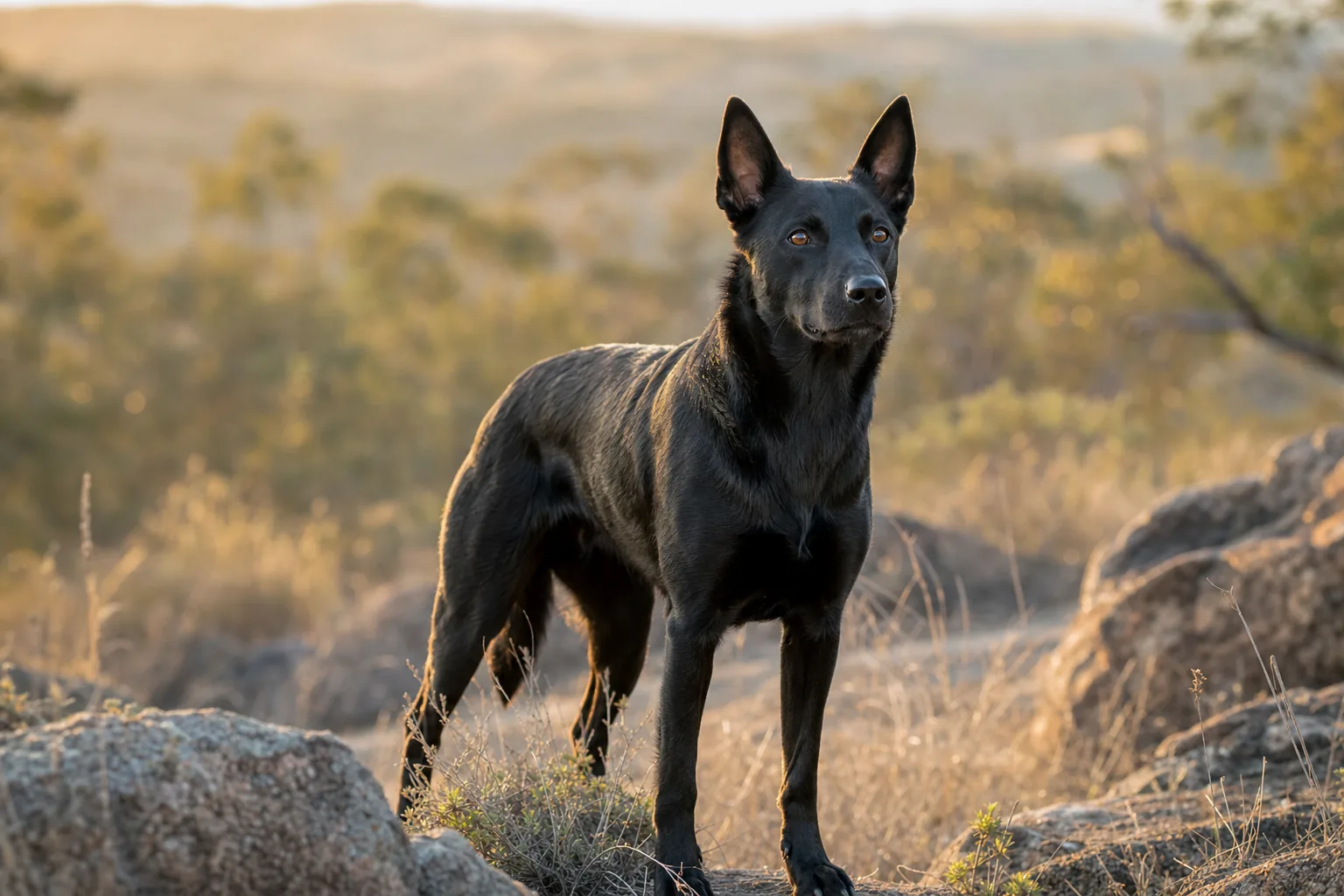 Kelpie Australien (robe noir) adulte en extérieur