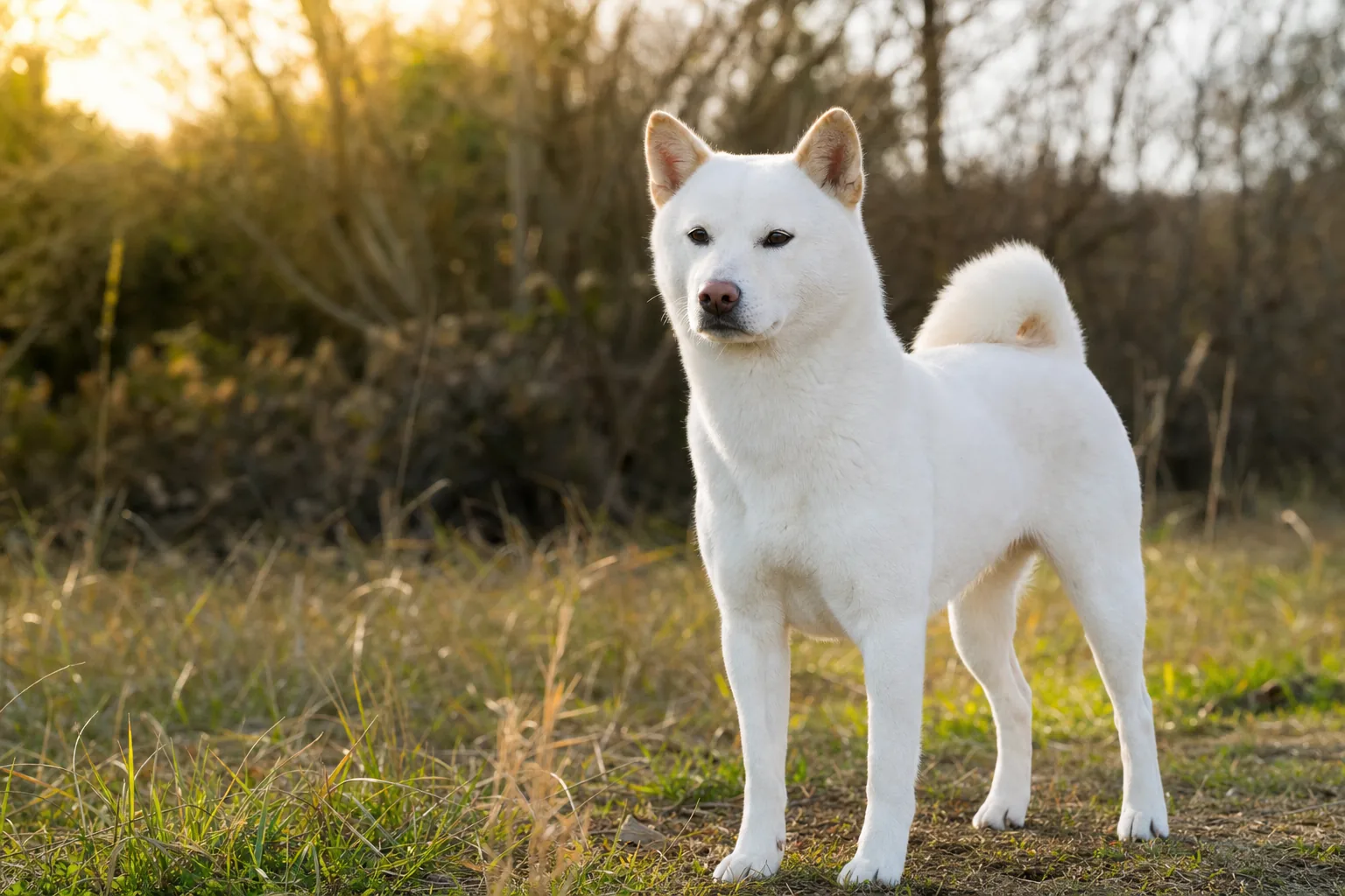 Kishu (robe blanc) adulte en extérieur