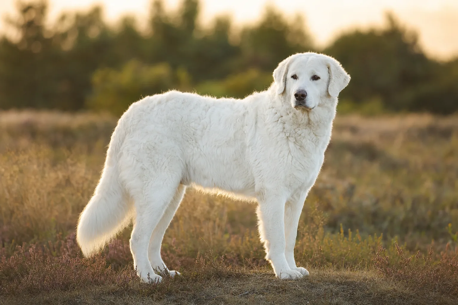 Kuvasz (robe blanc) adulte en extérieur
