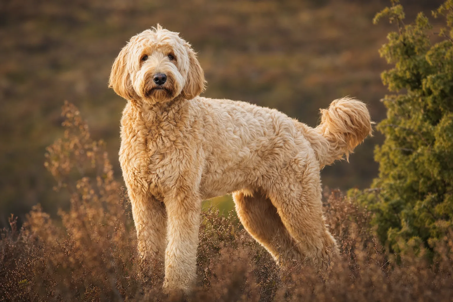 Labradoodle (robe sable) adulte en extérieur