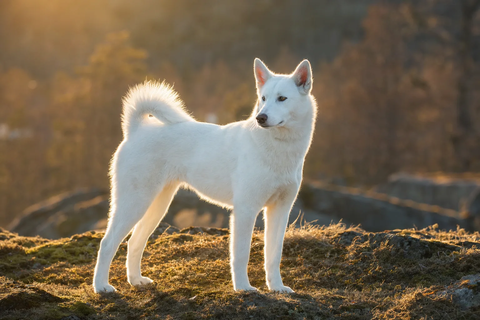 Laika de Iakoutie (robe blanc) adulte en extérieur