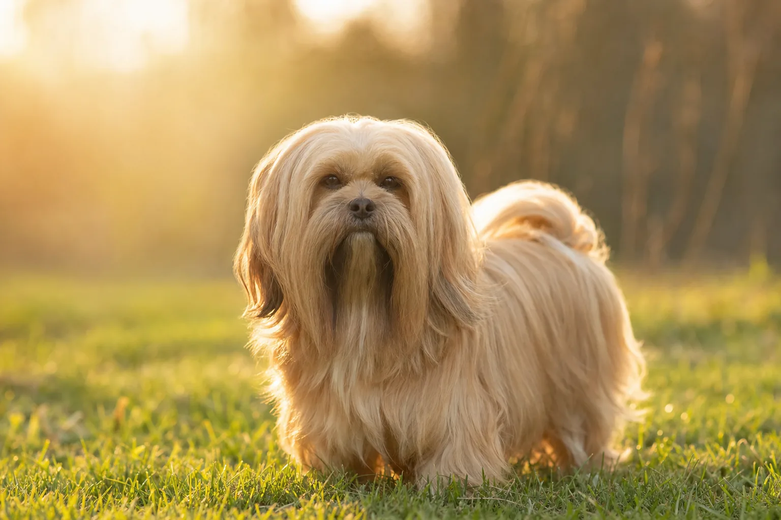 Lhassa Apso (robe doré) adulte en extérieur