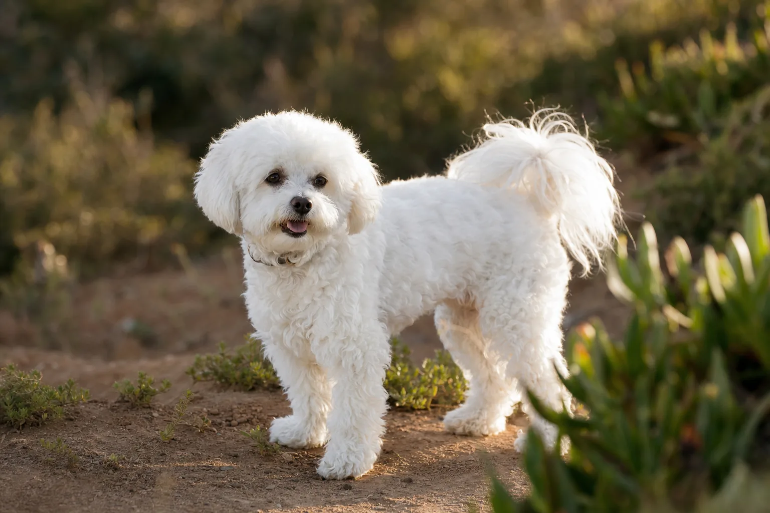 Maltipoo (robe blanc) adulte en extérieur