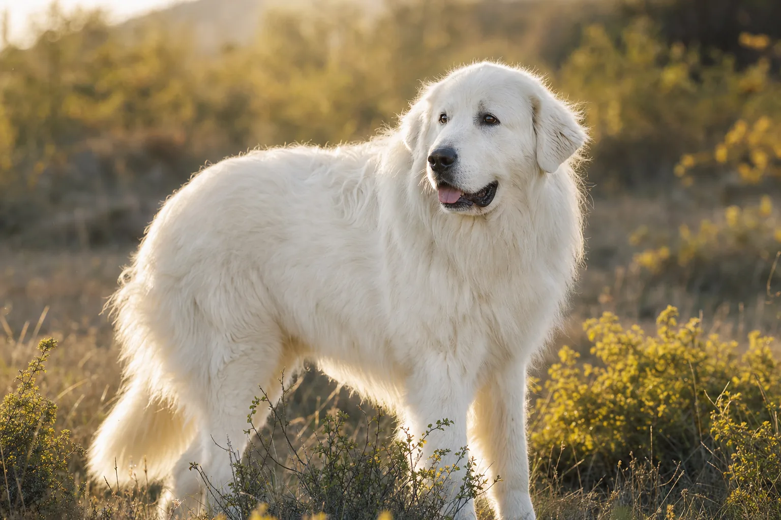 Chien de Montagne des Pyrénées (robe blanc) adulte en extérieur
