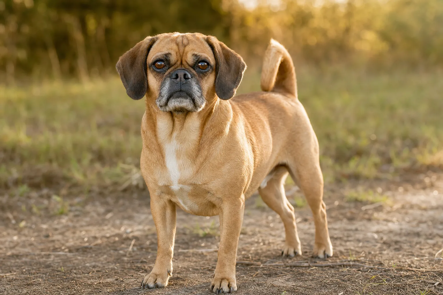 Puggle (robe fauve) adulte en extérieur