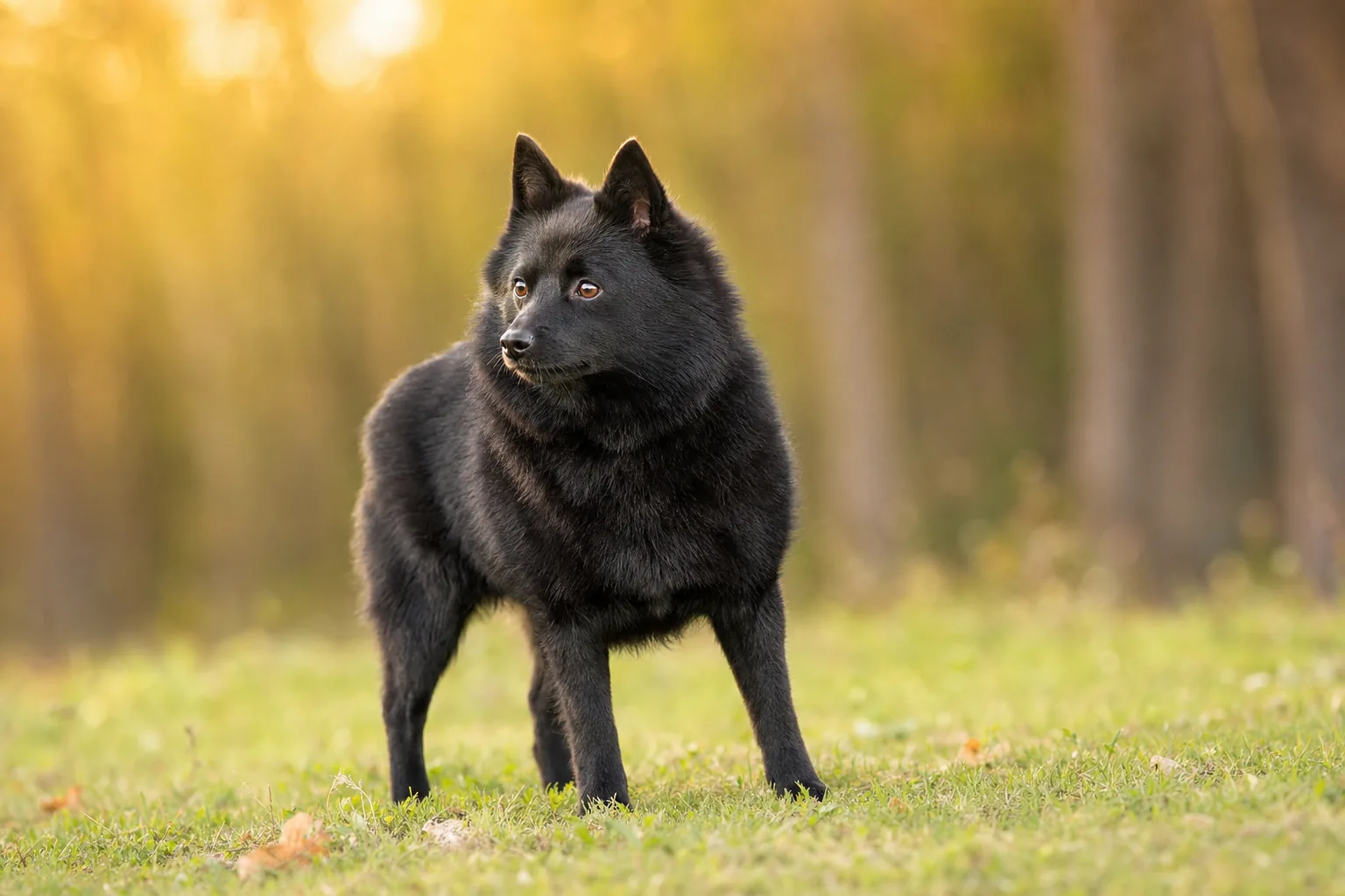 Schipperke (robe noir) adulte en extérieur