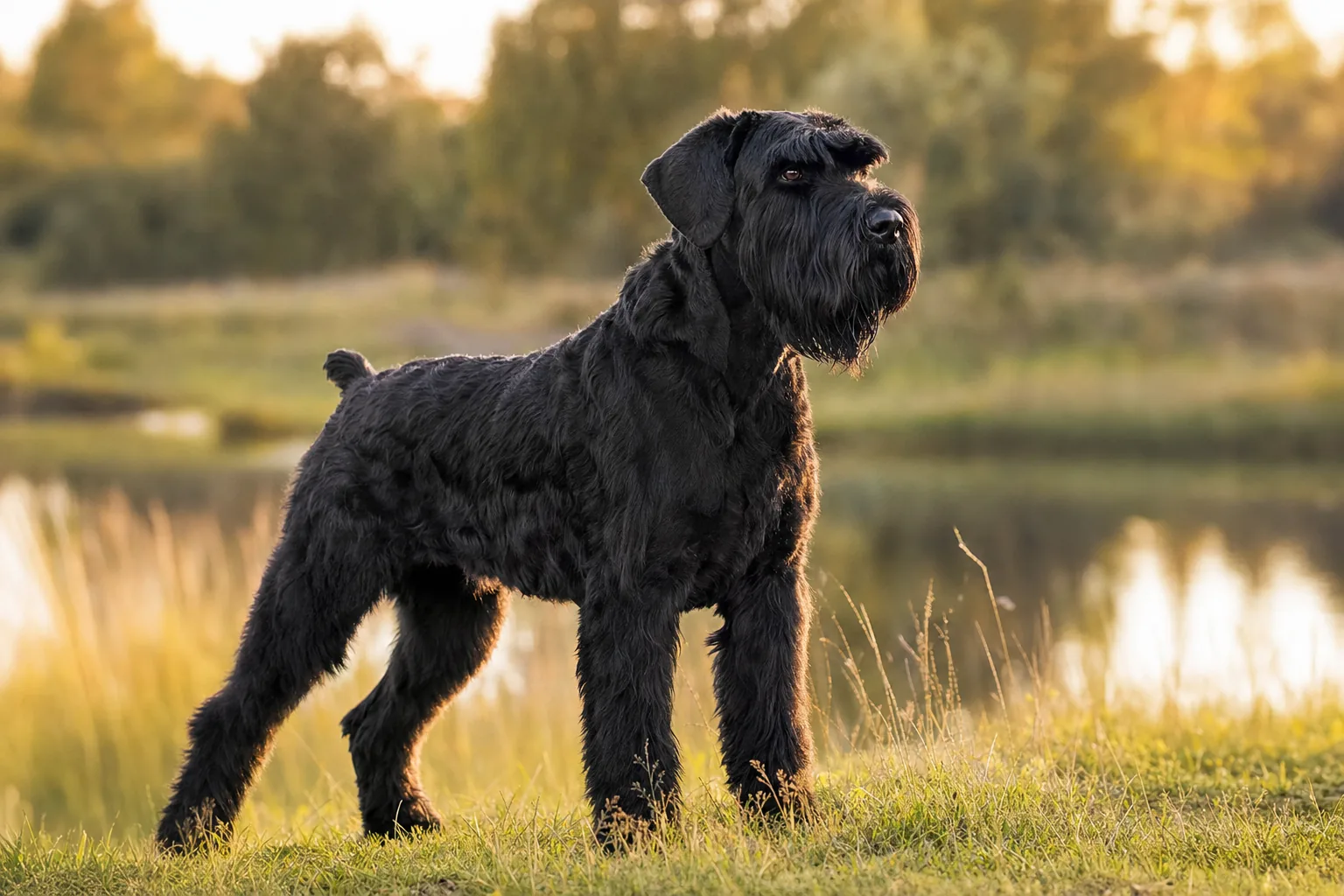 Schnauzer Géant (robe noir) adulte en extérieur