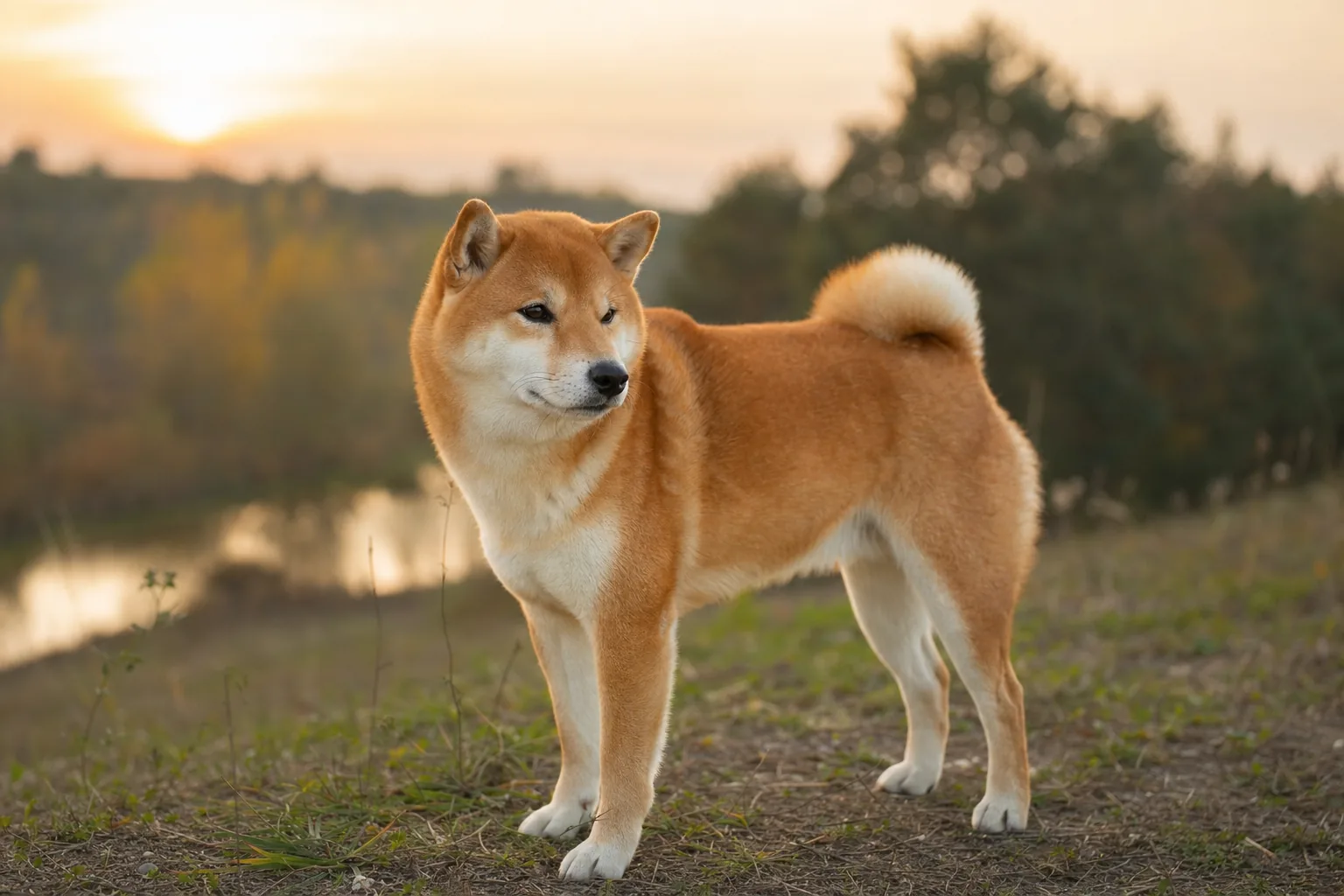Shiba Inu (robe rouge) adulte en extérieur