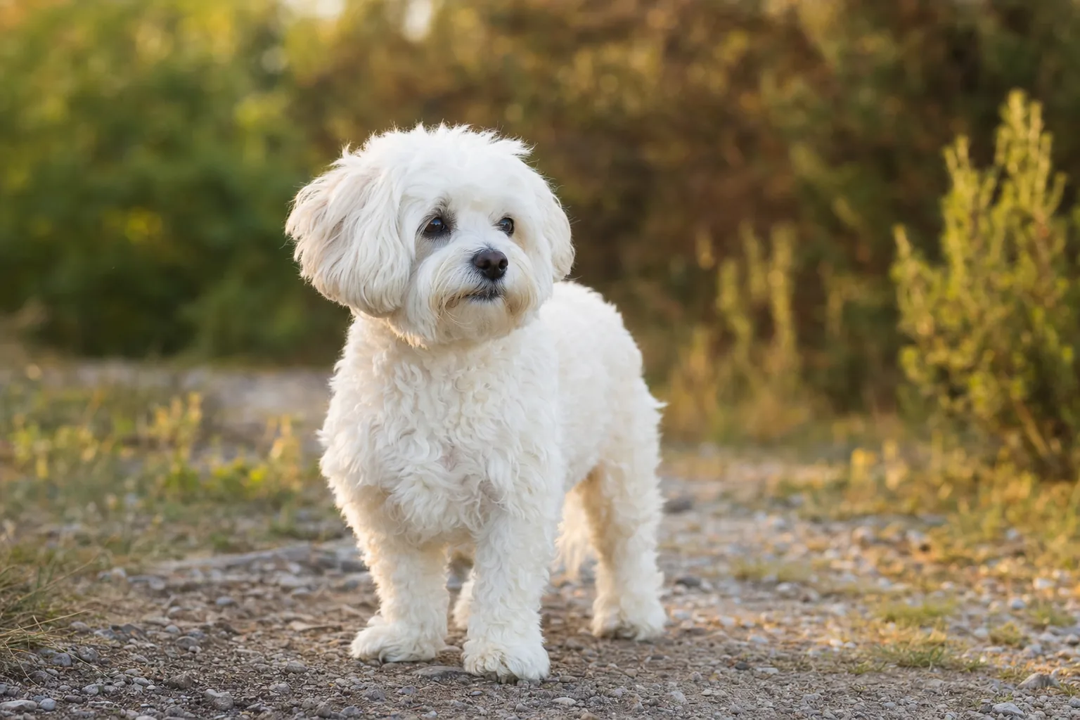 Shih-Poo (robe blanc) adulte en extérieur