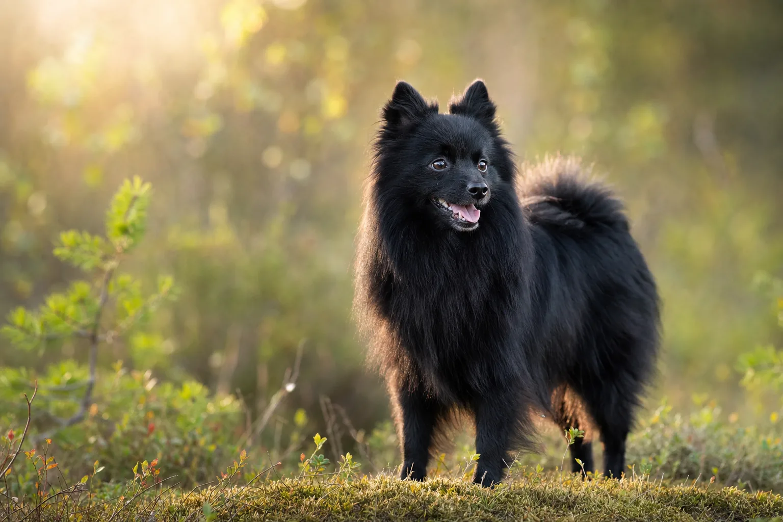 Spitz Allemand Moyen (robe noir) adulte en extérieur