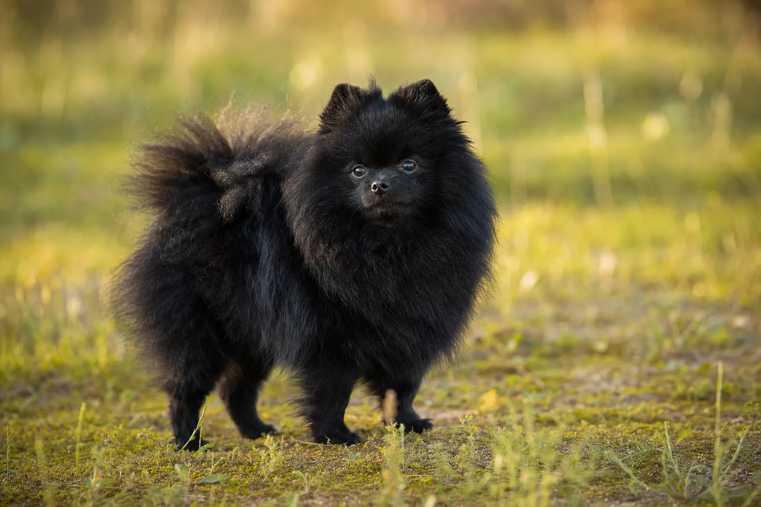 Spitz Allemand Petit (robe noir) adulte en extérieur