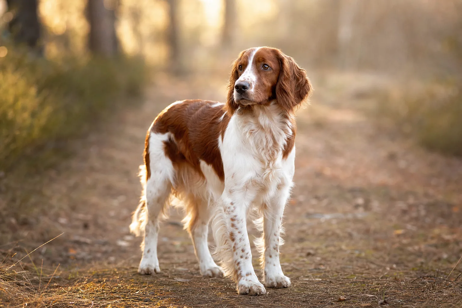 Welsh Springer Spaniel (robe rouge et blanc uniquement) adulte en extérieur