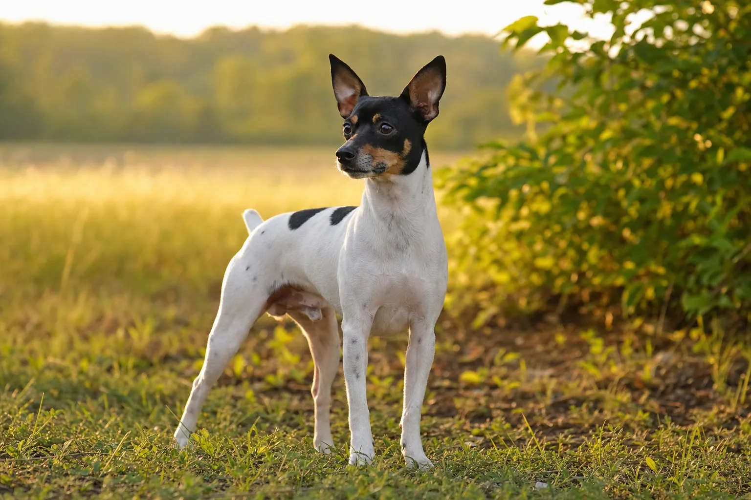 Teddy Roosevelt Terrier (robe blanc à taches (bicolore ou tricolore)) adulte en extérieur