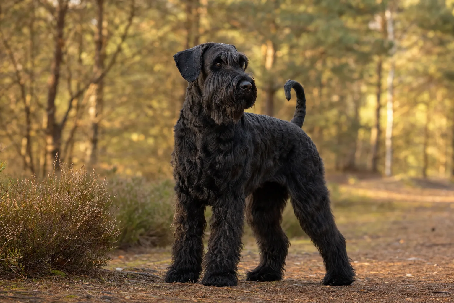 Terrier Noir Russe (robe noir) adulte en extérieur