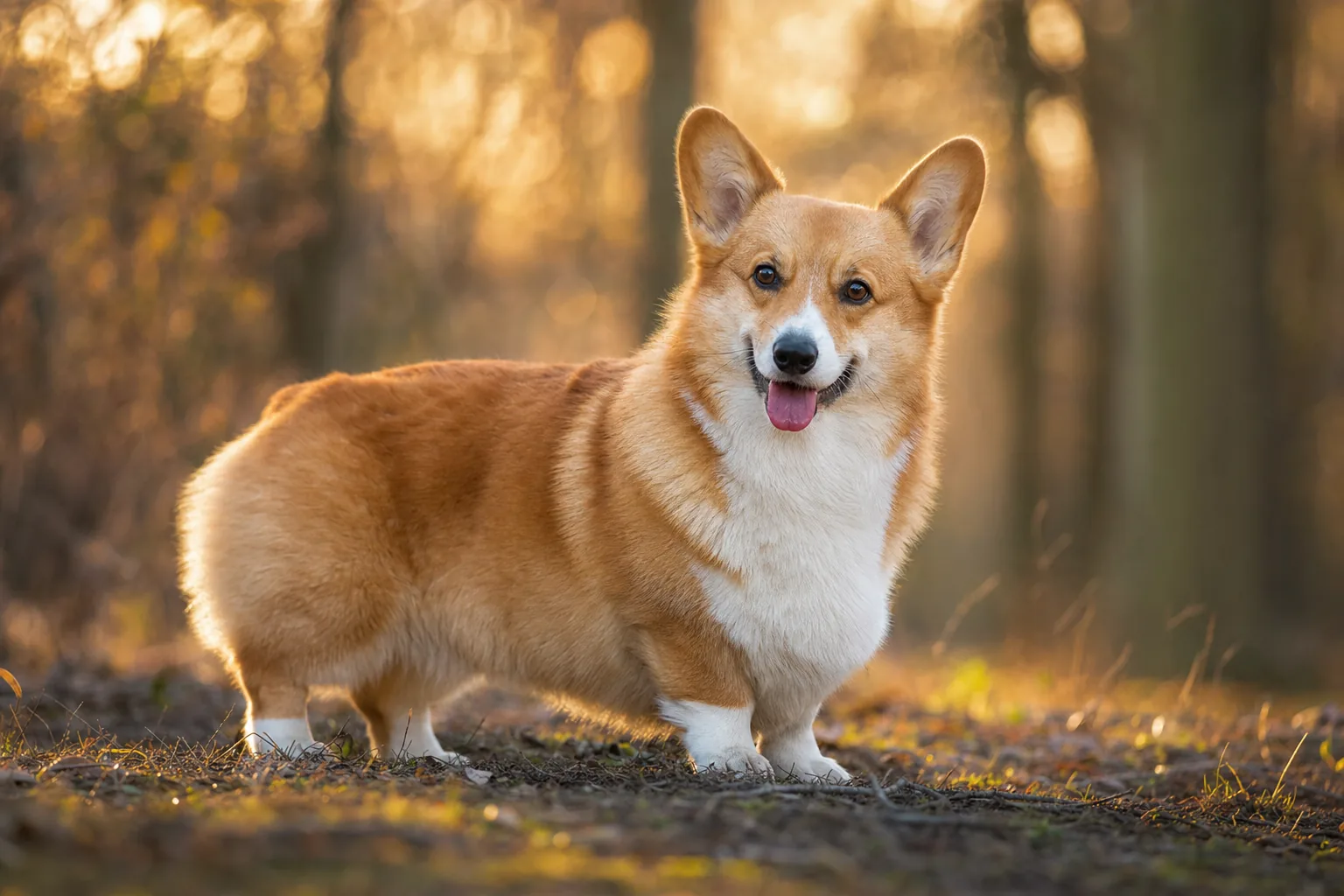 Welsh Corgi Pembroke (robe rouge) adulte en extérieur