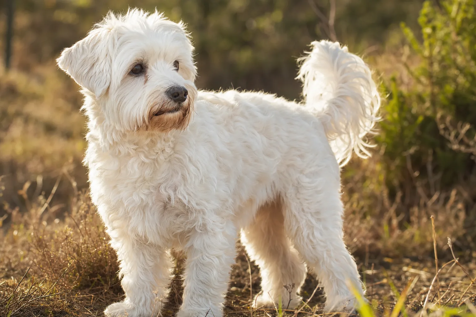 Westiepoo (robe blanc) adulte en extérieur