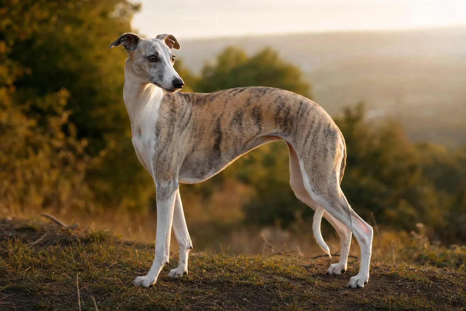 Whippet (robe toutes les couleurs et combinaisons sont admises) adulte en extérieur